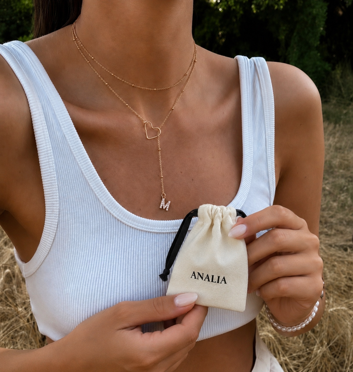 Jasmine Initial Heart Pendant Necklace