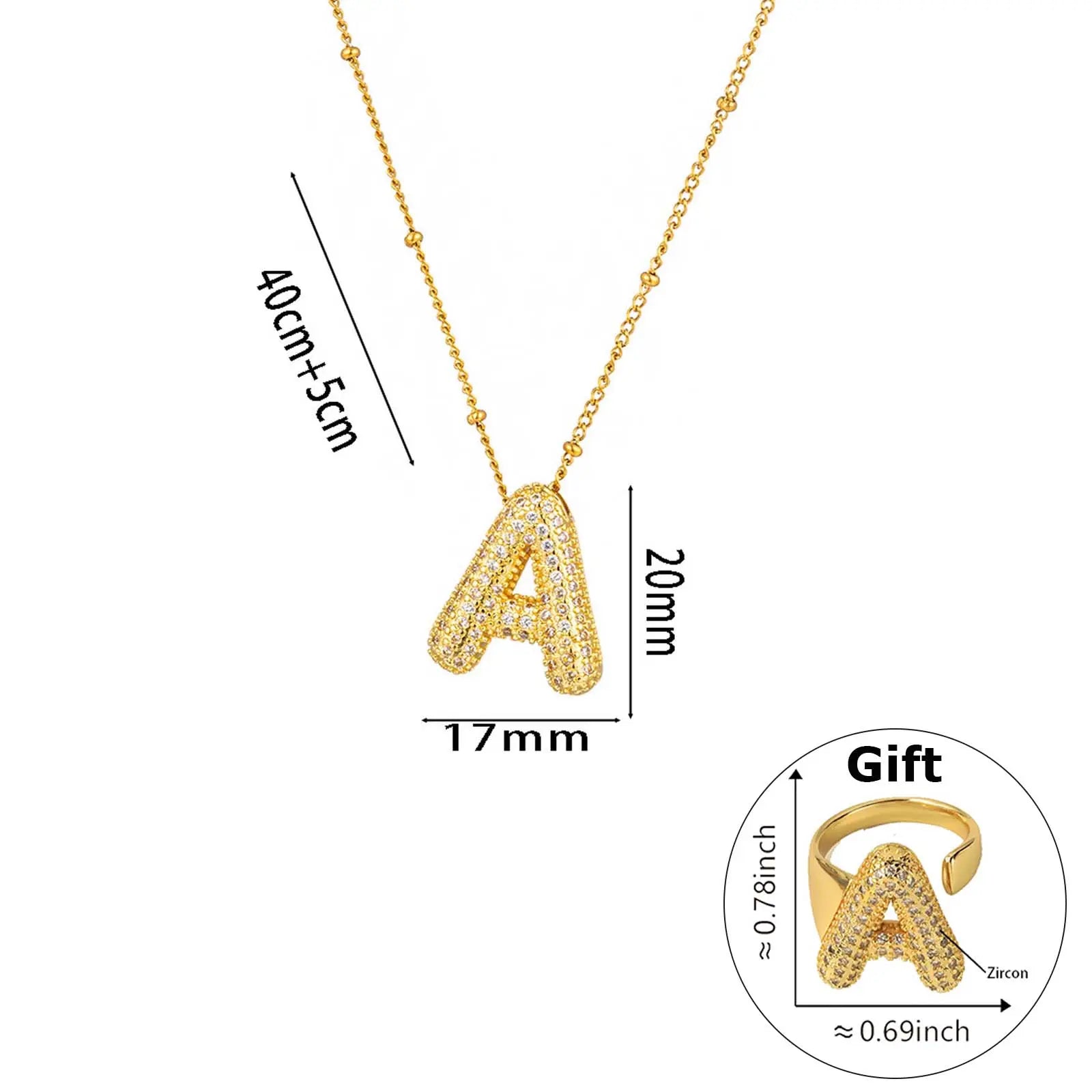 Elegant Beaded Initial Necklace • Gold Letter Charm