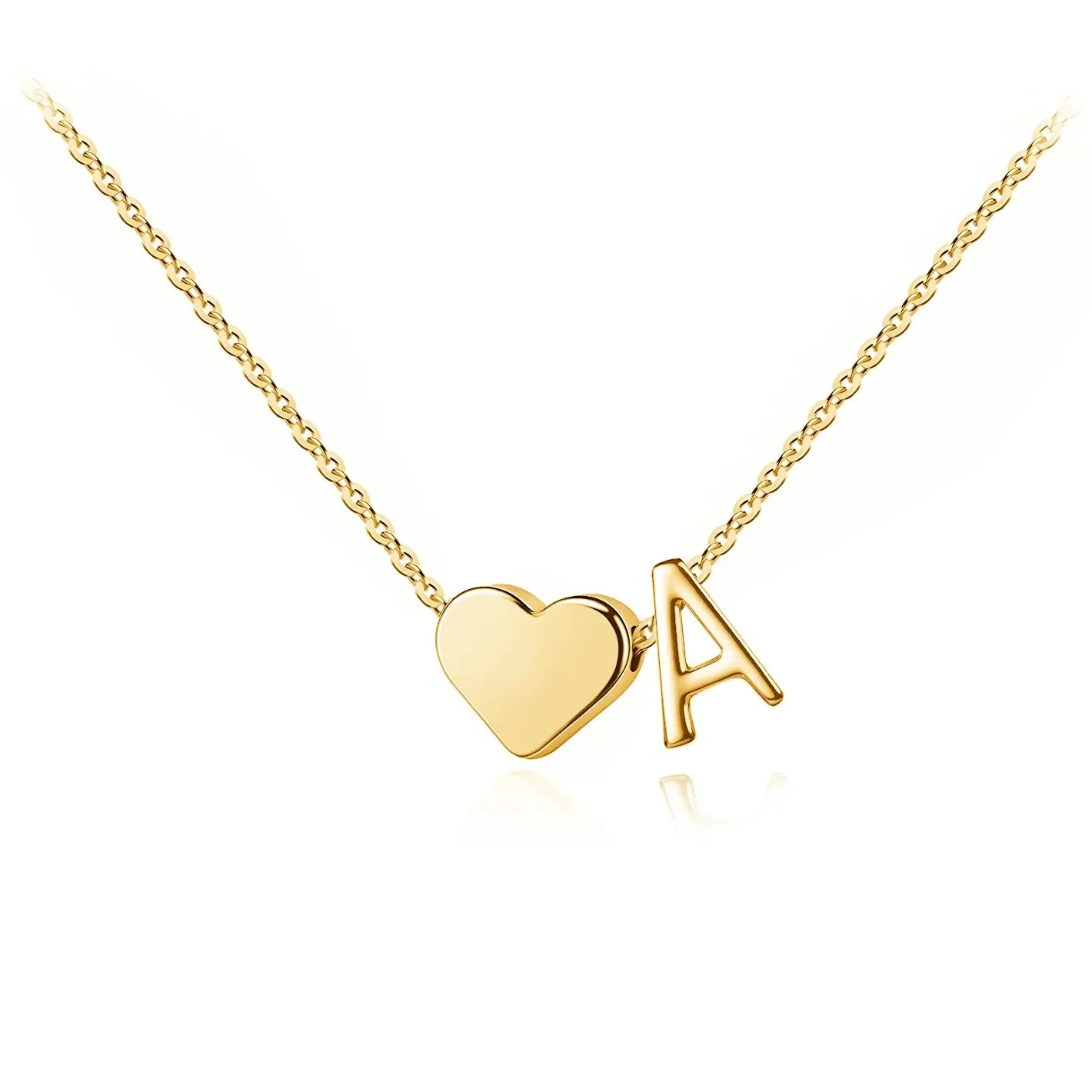 Dainty Heart Initial Necklace • Personalized Letter Pendant