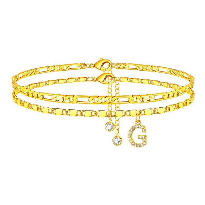 Gold Initial Anklet for Women