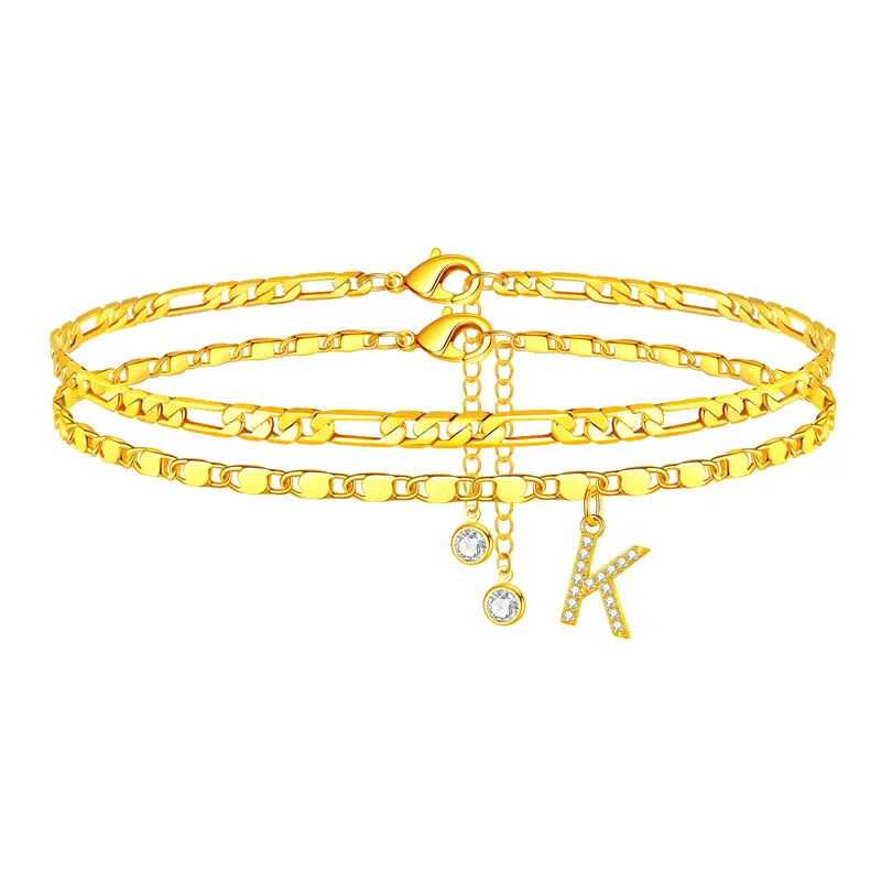 Gold Initial Anklet for Women