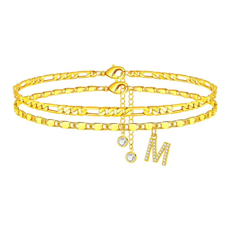 Gold Initial Anklet for Women