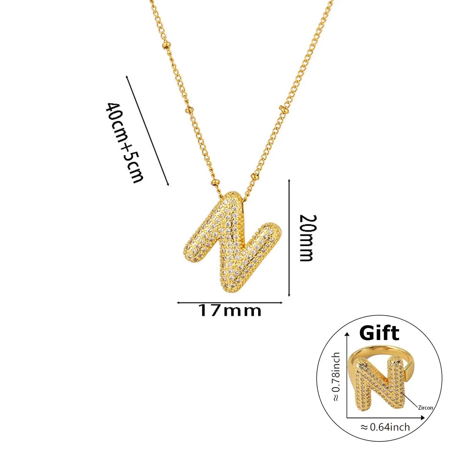 Elegant Beaded Initial Necklace • Gold Letter Charm