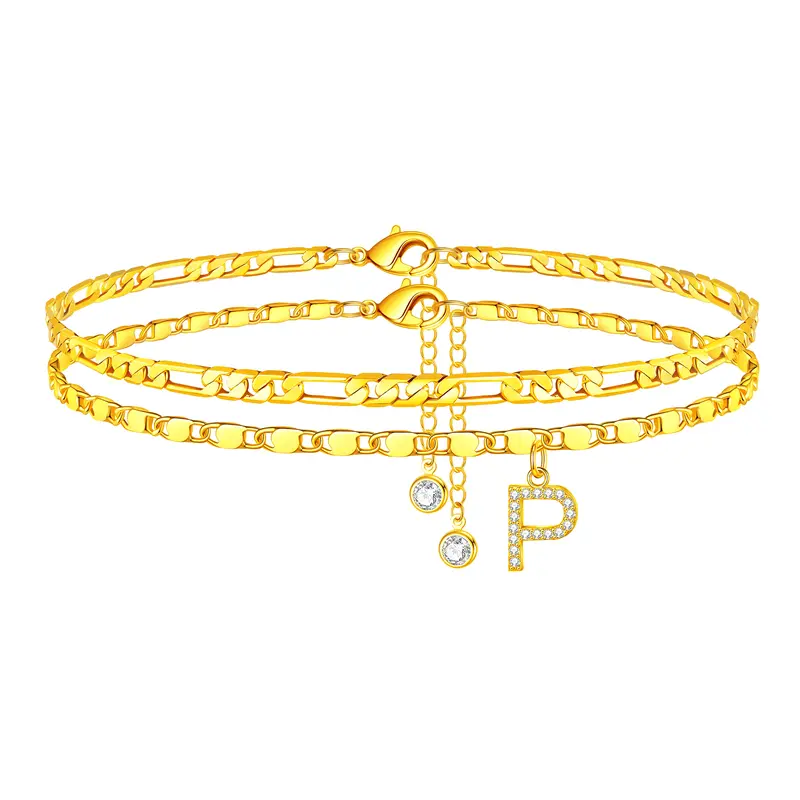 Gold Initial Anklet for Women