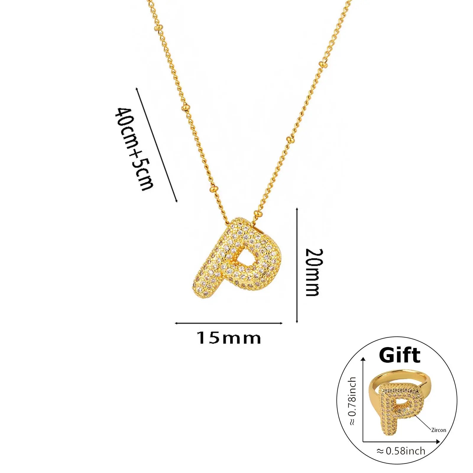 Elegant Beaded Initial Necklace • Gold Letter Charm