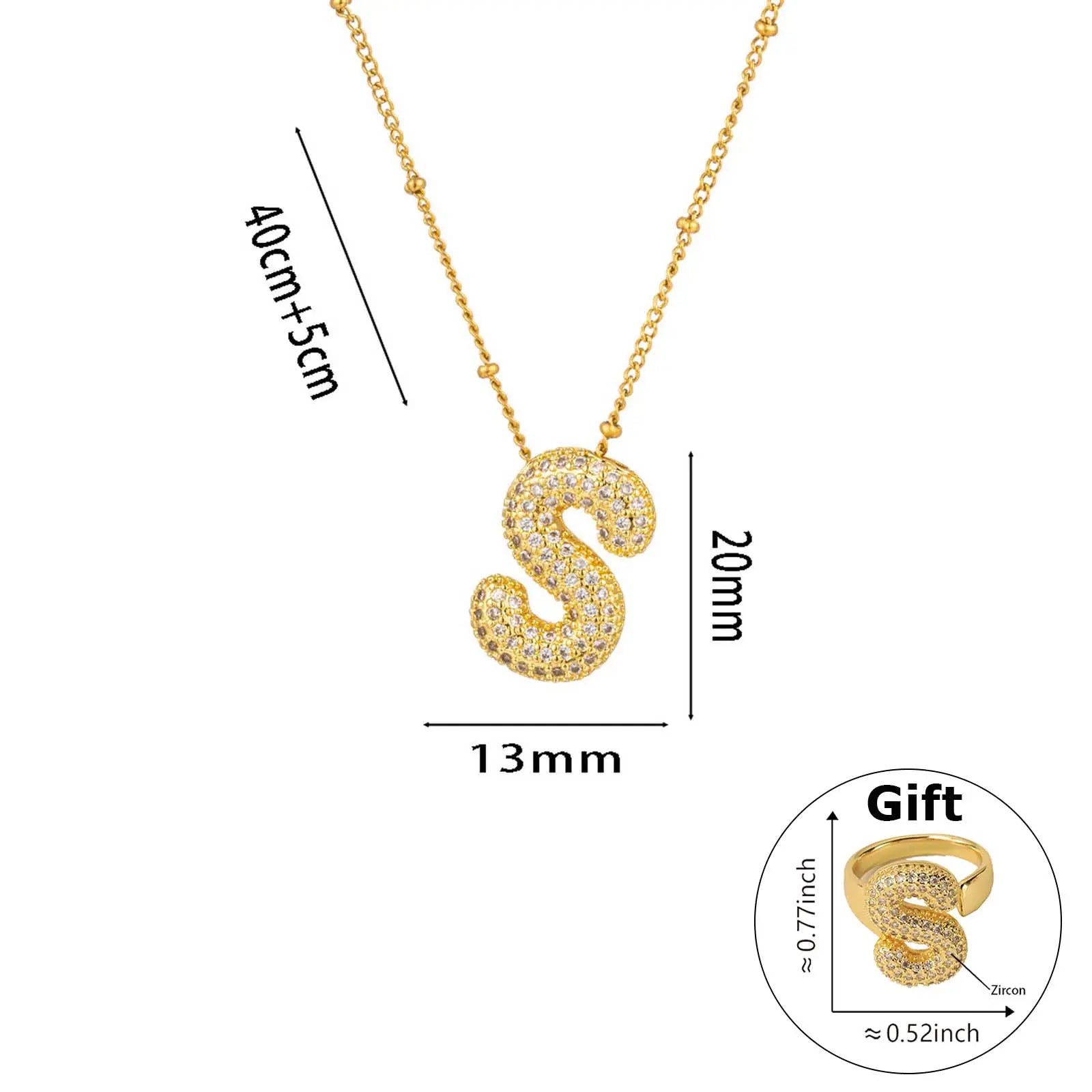 Elegant Beaded Initial Necklace • Gold Letter Charm