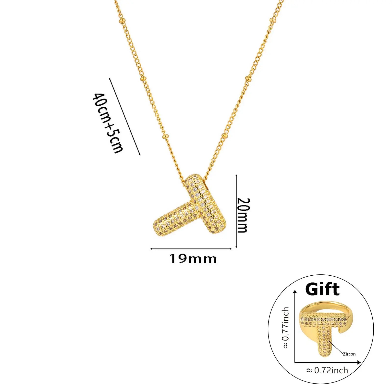 Elegant Beaded Initial Necklace • Gold Letter Charm