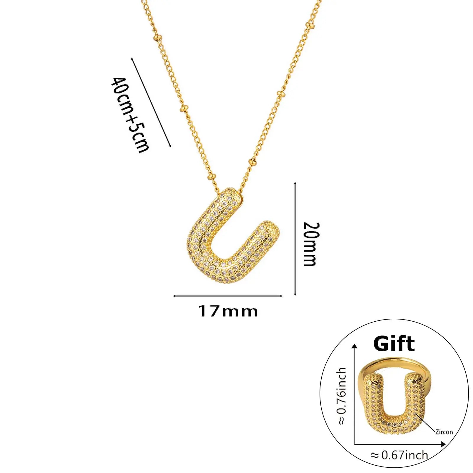 Elegant Beaded Initial Necklace • Gold Letter Charm