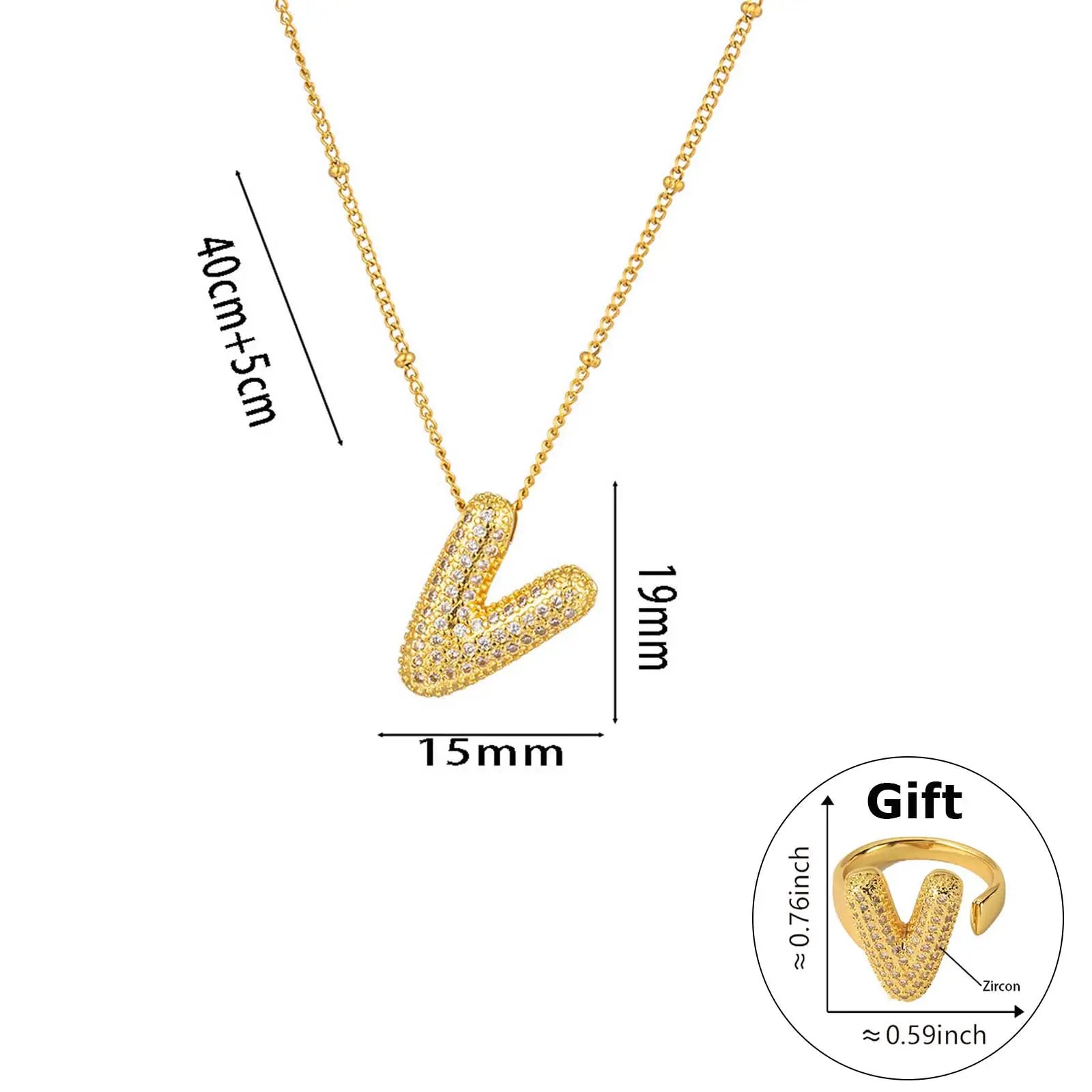 Elegant Beaded Initial Necklace • Gold Letter Charm