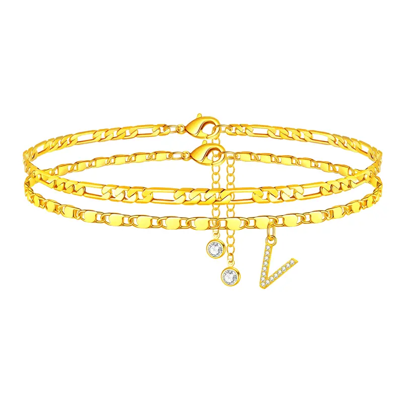 Gold Initial Anklet for Women