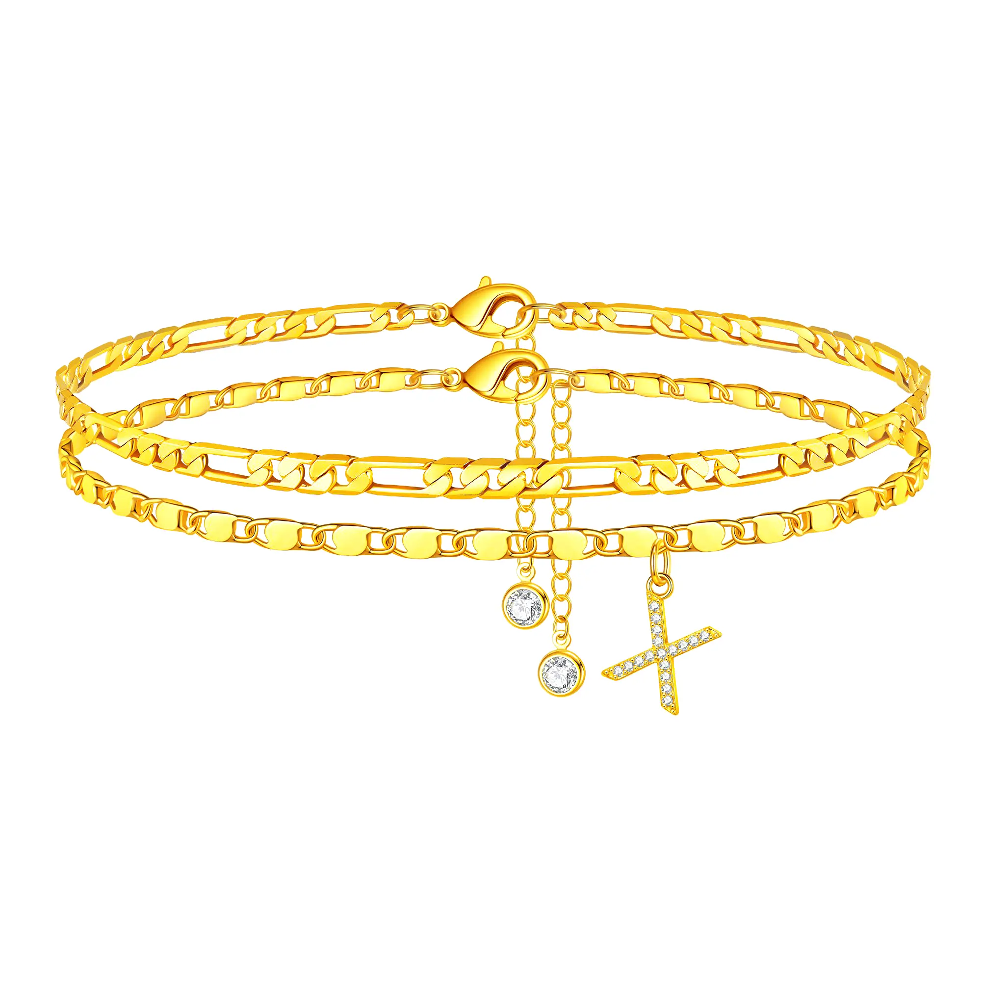 Gold Initial Anklet for Women