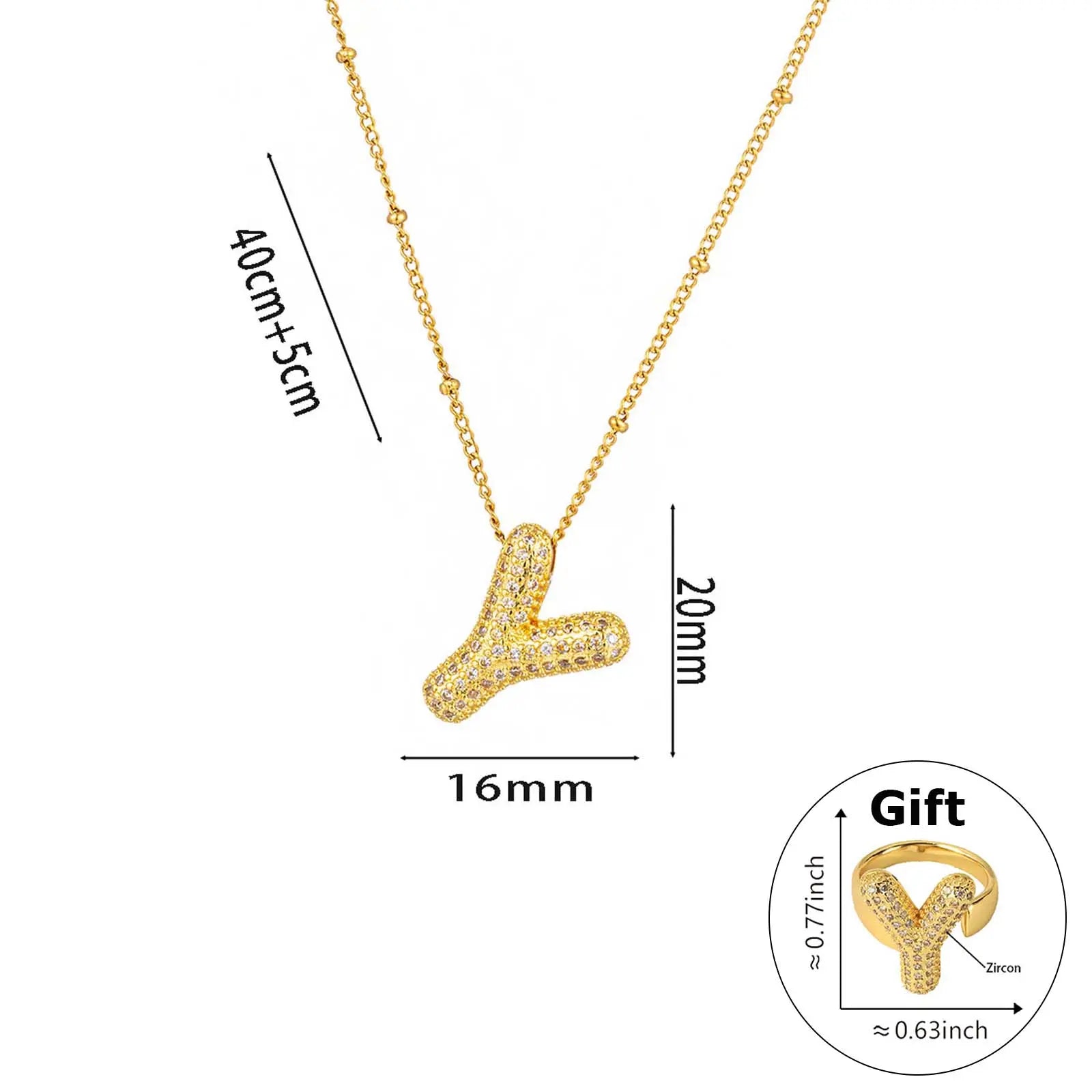 Elegant Beaded Initial Necklace • Gold Letter Charm