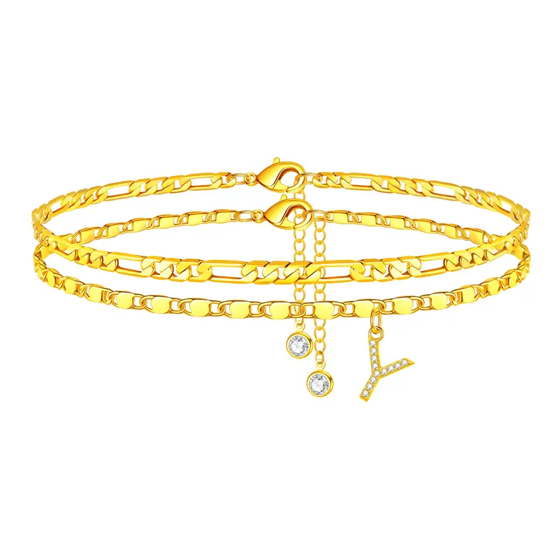 Gold Initial Anklet for Women
