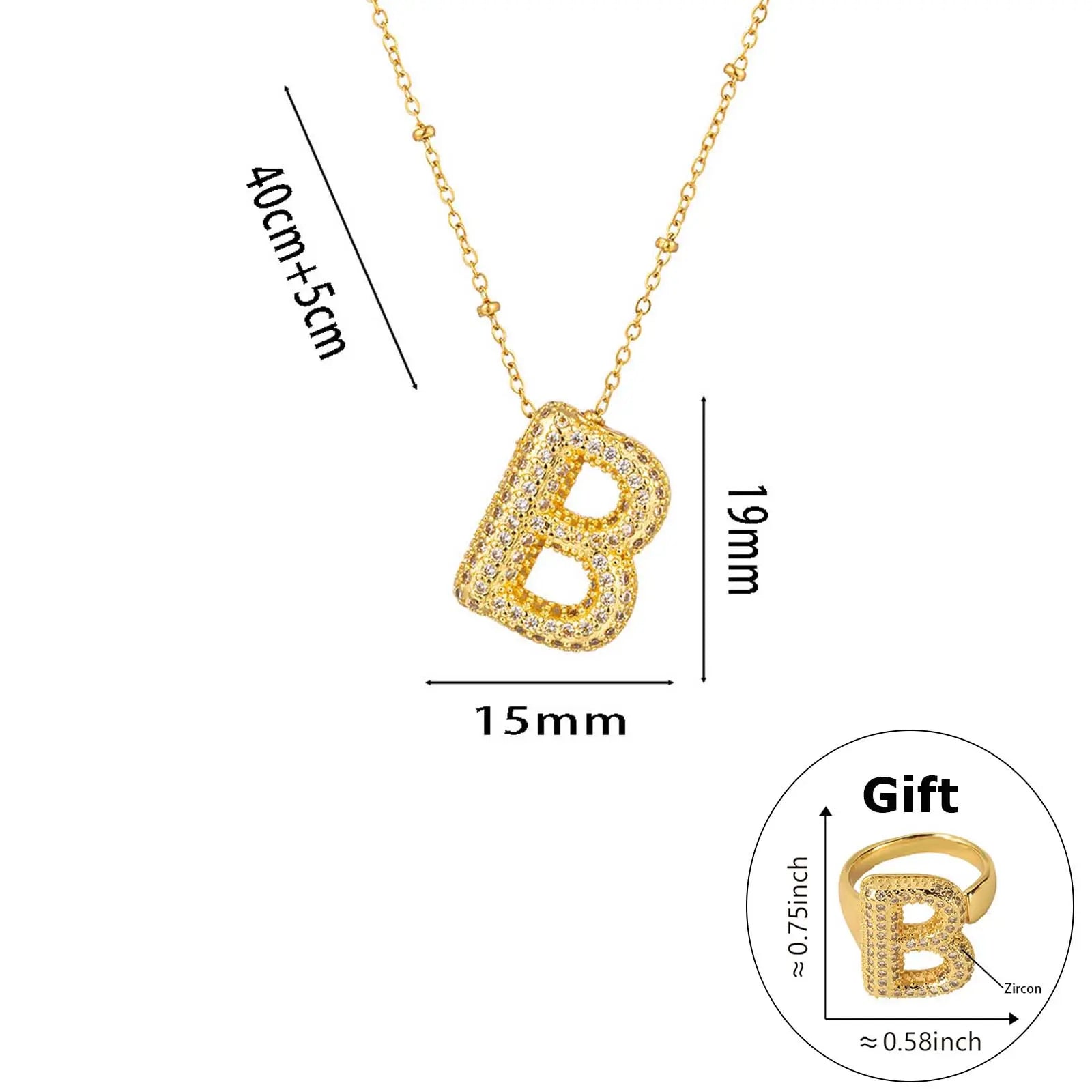 Elegant Beaded Initial Necklace • Gold Letter Charm