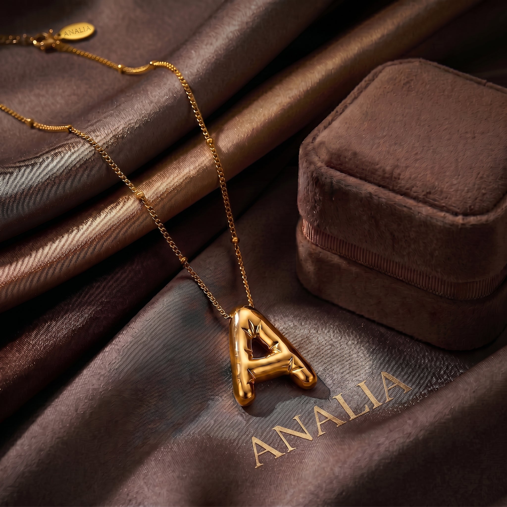Bubble Initial Necklace • Puffy 3D Letter Pendant