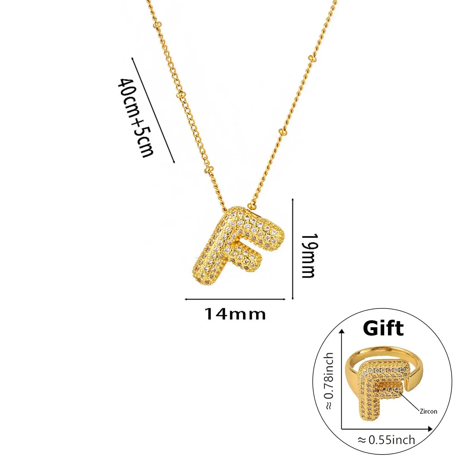 Elegant Beaded Initial Necklace • Gold Letter Charm
