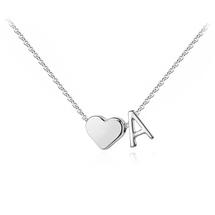 Dainty Heart Initial Necklace • Personalized Letter Pendant